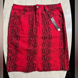 d. jeans Red Snake Print Women's Pencil Skirt